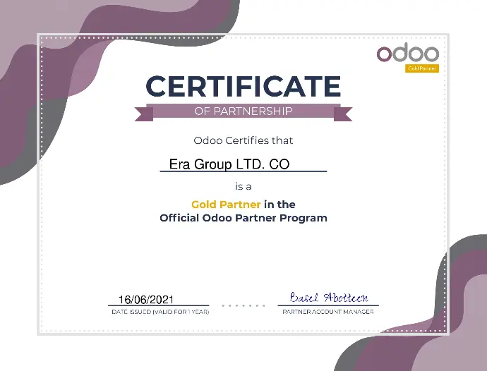 شهادة شريك Odoo Gold Partner
